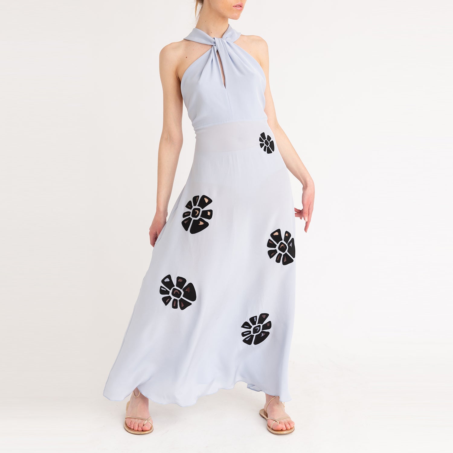 Halterneck Embroidered Dress - Silver / 42 Halterneck Embroidered Dress - Silver / 42