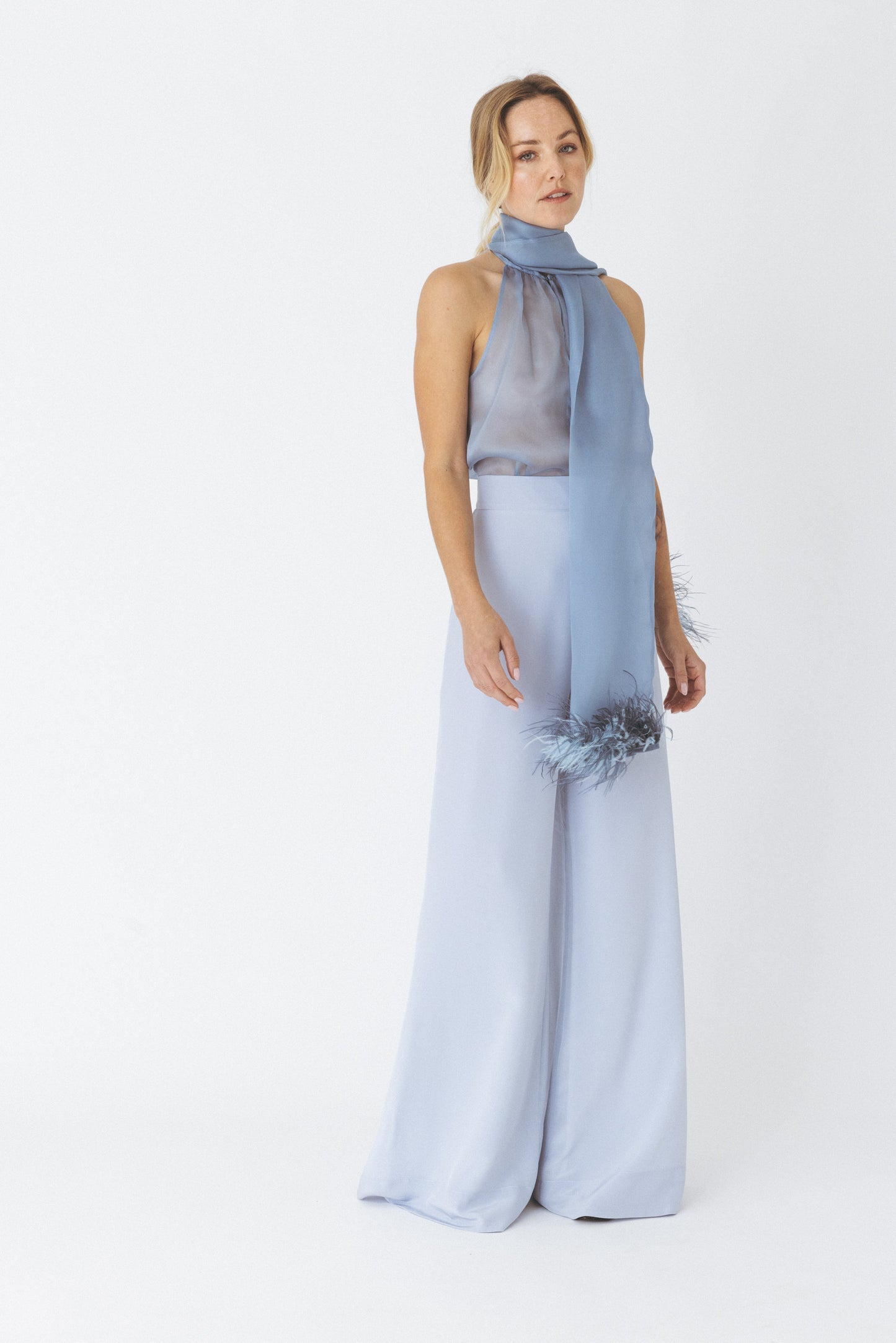 Crepe de Chine Blue Pants