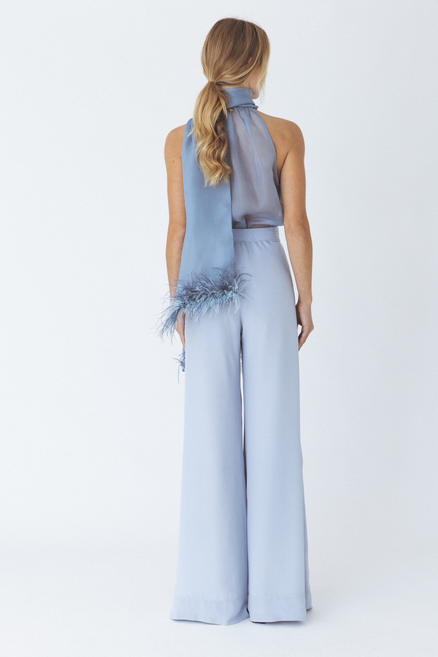 Crepe de Chine Blue Pants