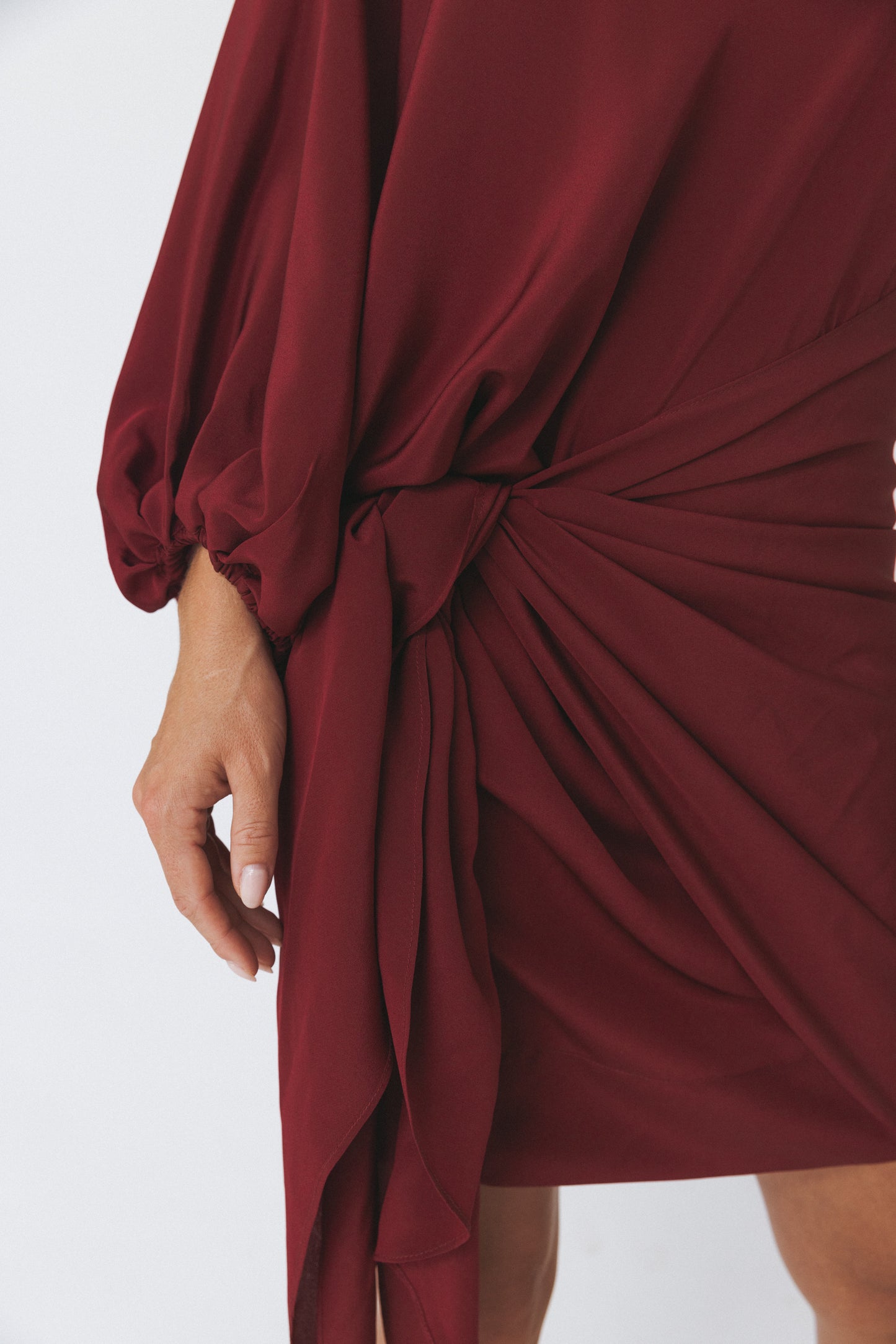 One Shoulder Bordeaux Dress