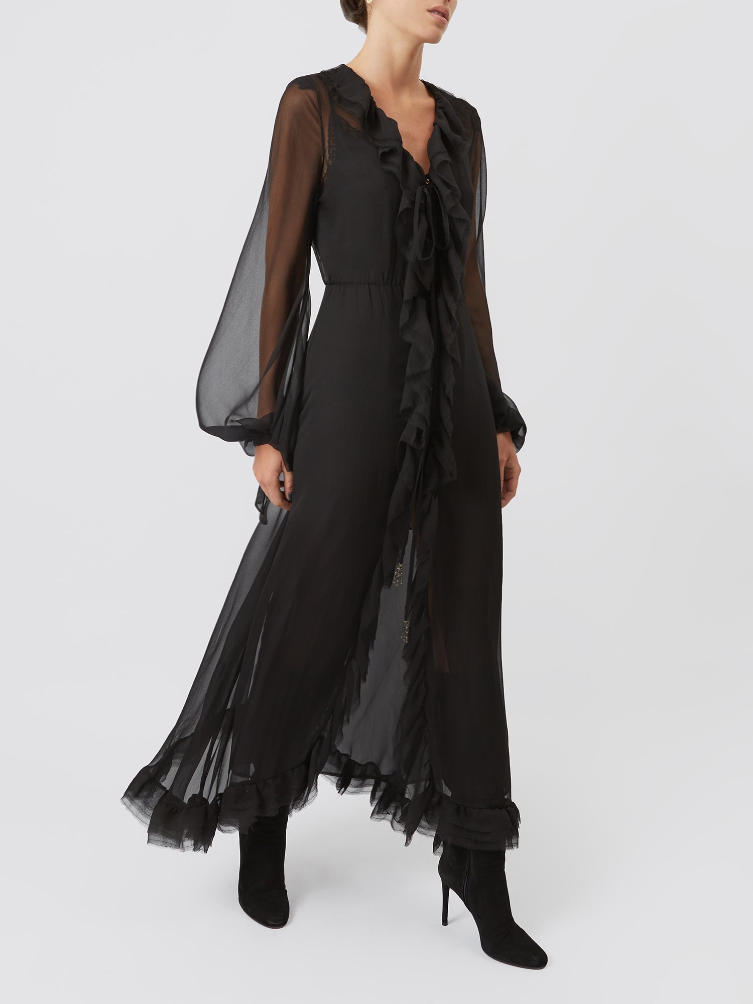 Long Sheer Black Dress - 42 / Black Long Sheer Black Dress - 42 / Black