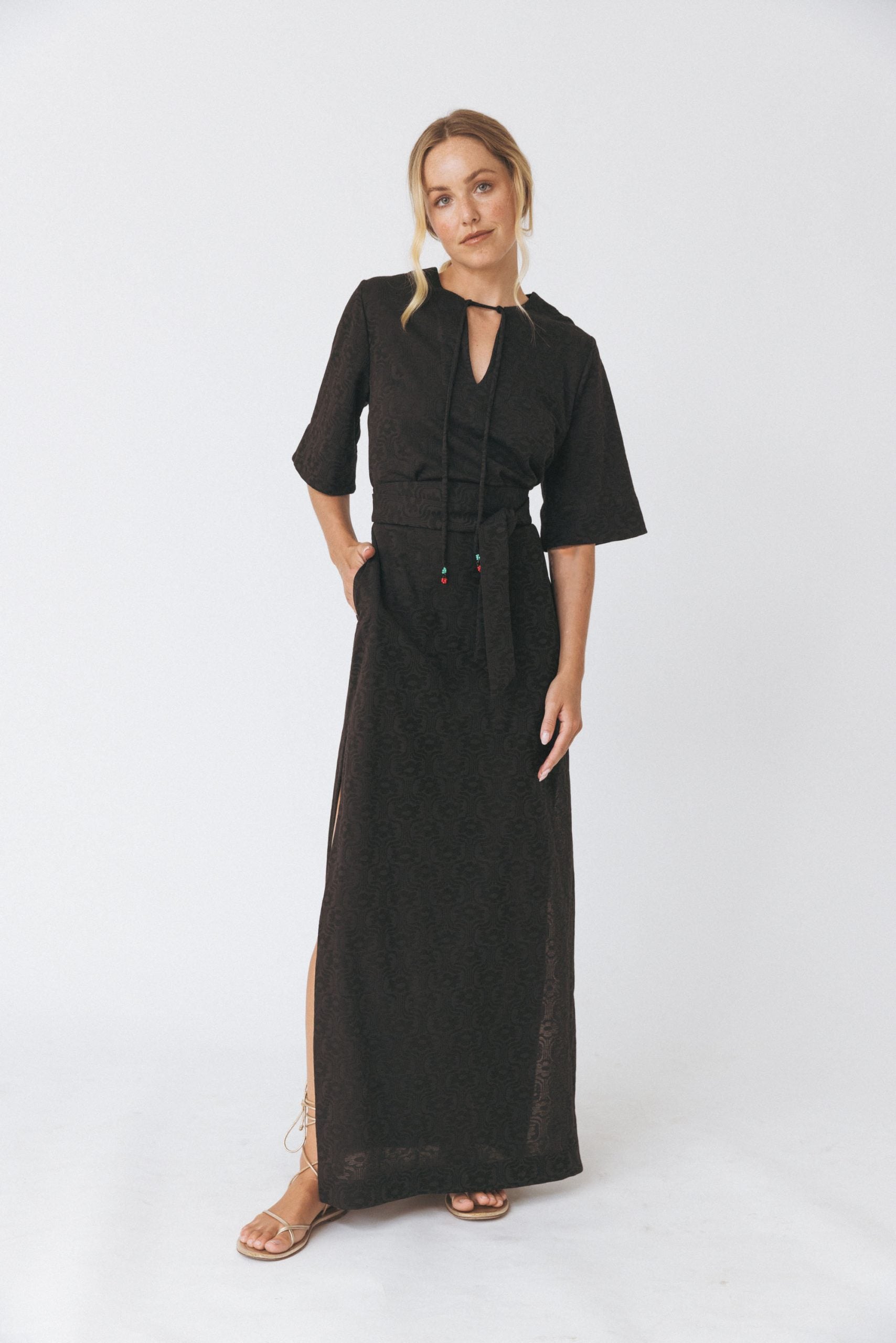 Jacquard-Knit Midi Dress - XS / Black Jacquard-Knit Midi Dress - XS / Black