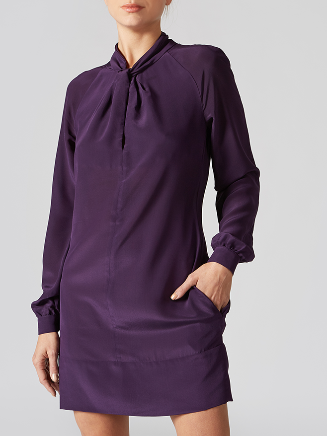 Twist-Front Silk Mini Dress