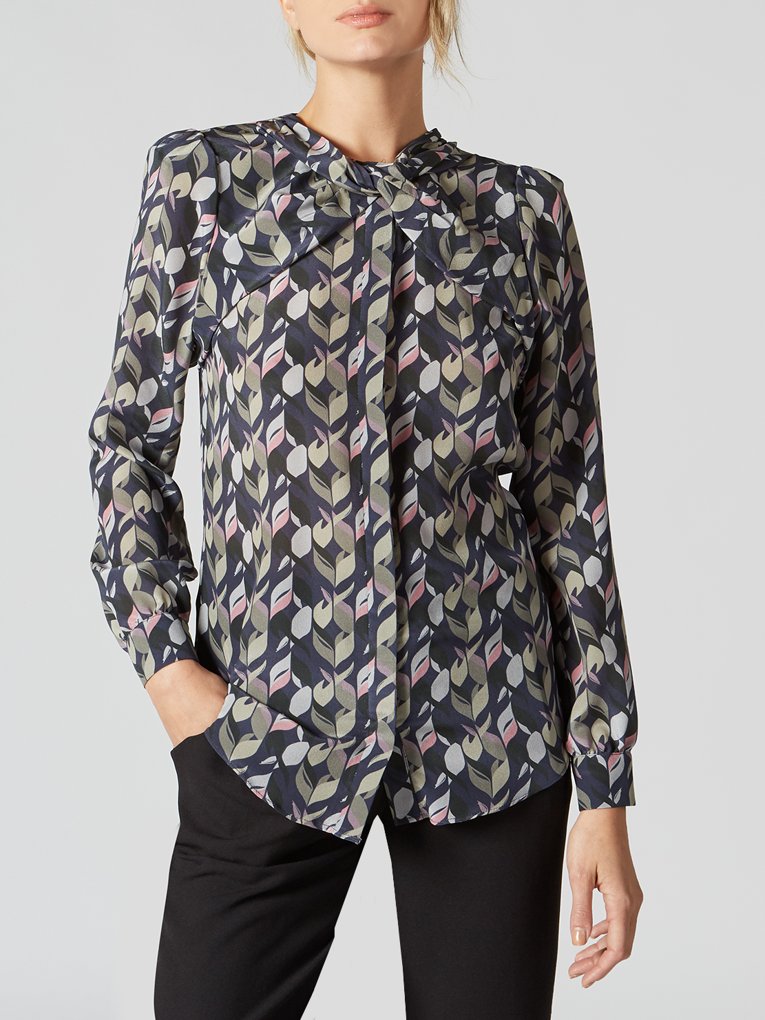 Twist-Front Silk Blouse