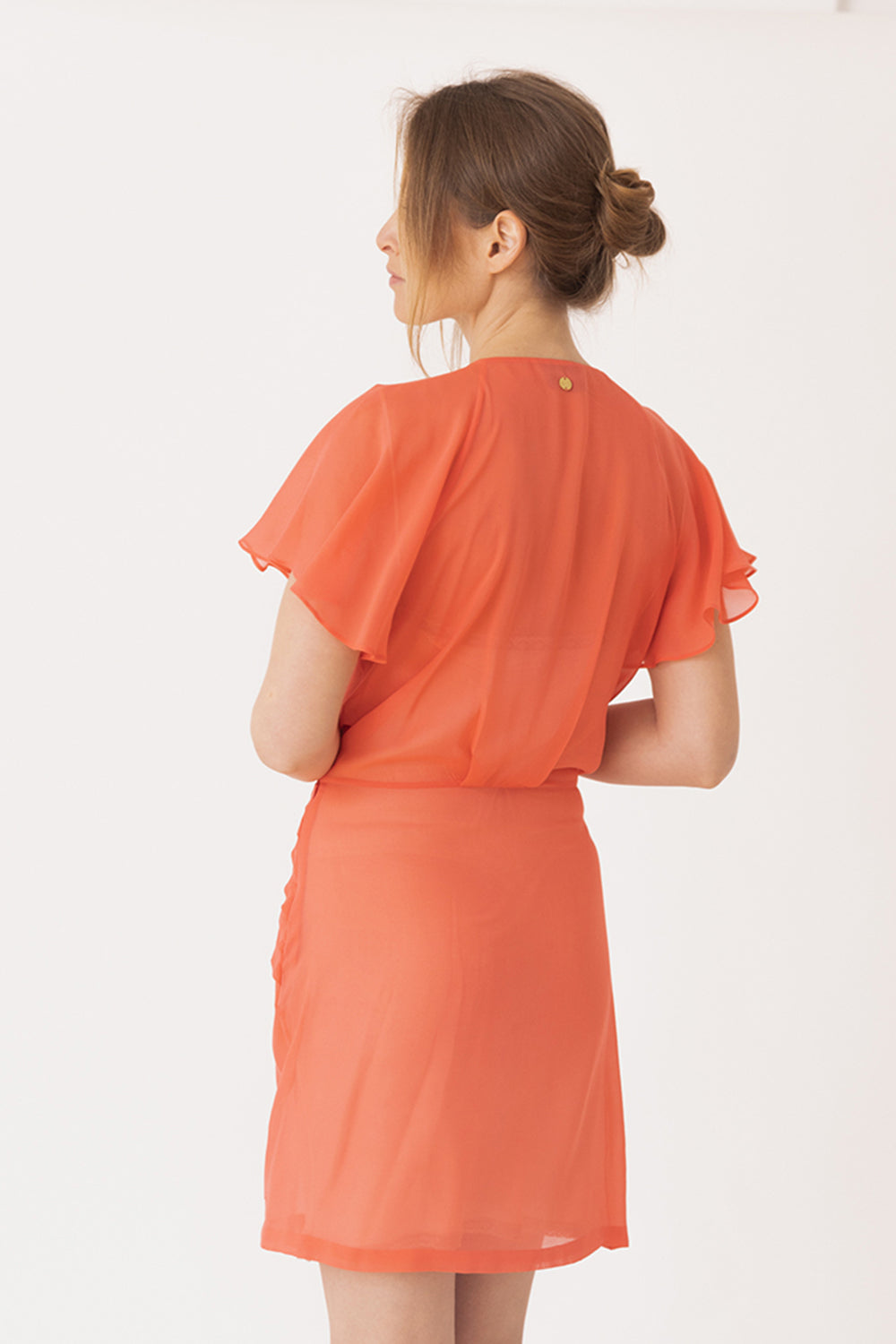V Neck Coral Mini Dress V Neck Coral Mini Dress