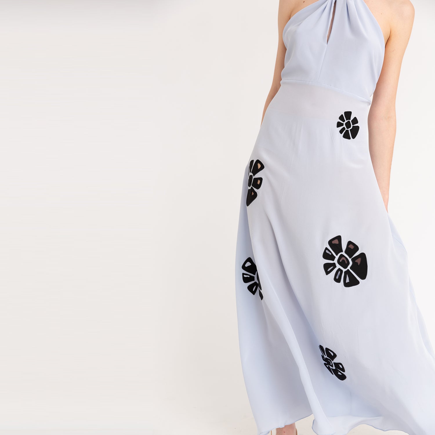 Halterneck Embroidered Dress - Silver / 42 Halterneck Embroidered Dress - Silver / 42