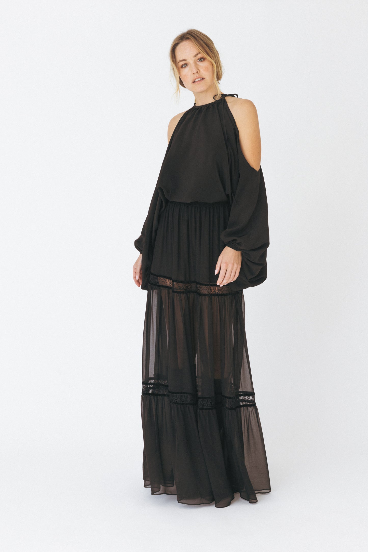 Ruffled Lace Details Skirt