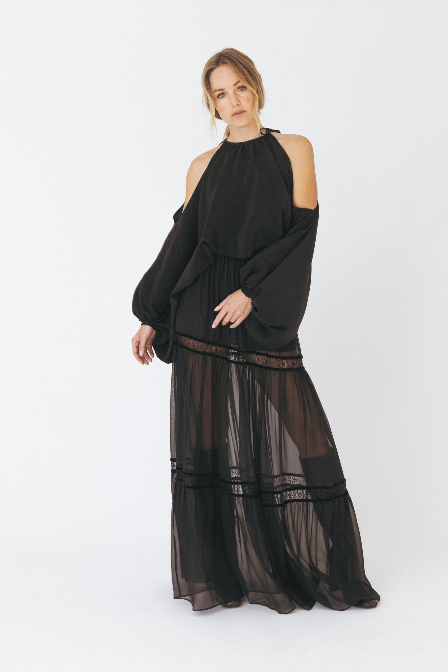 Ruffled Lace Details Skirt