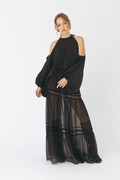 Ruffled Lace Details Skirt