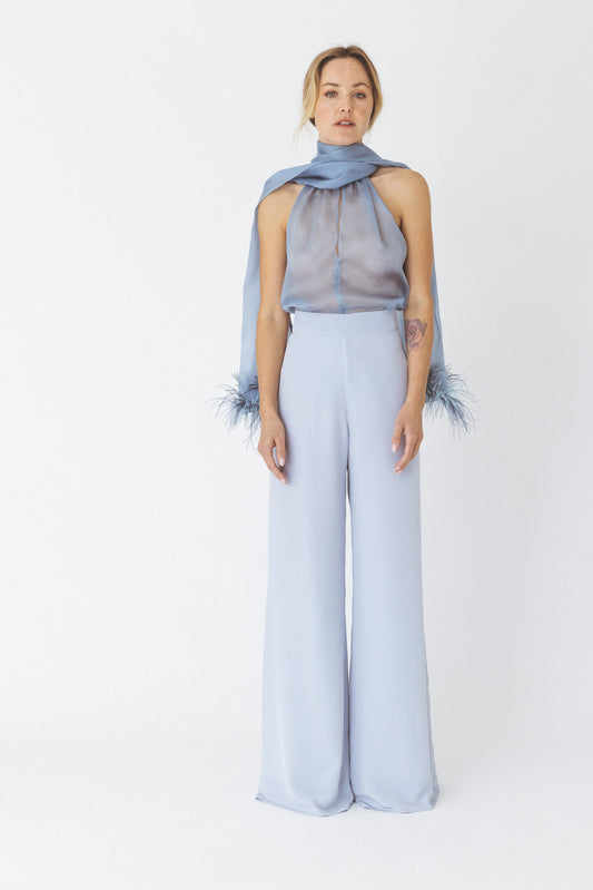Crepe de Chine Blue Pants