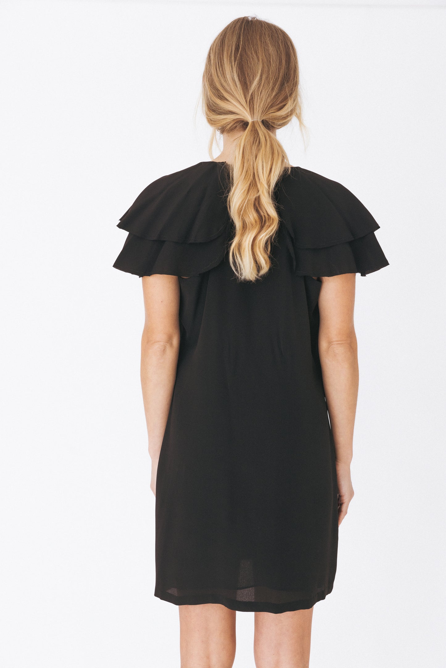 Ruffled Black Mini Dress ANT - Woman Collection Ruffled Black Mini Dress ANT - Woman Collection