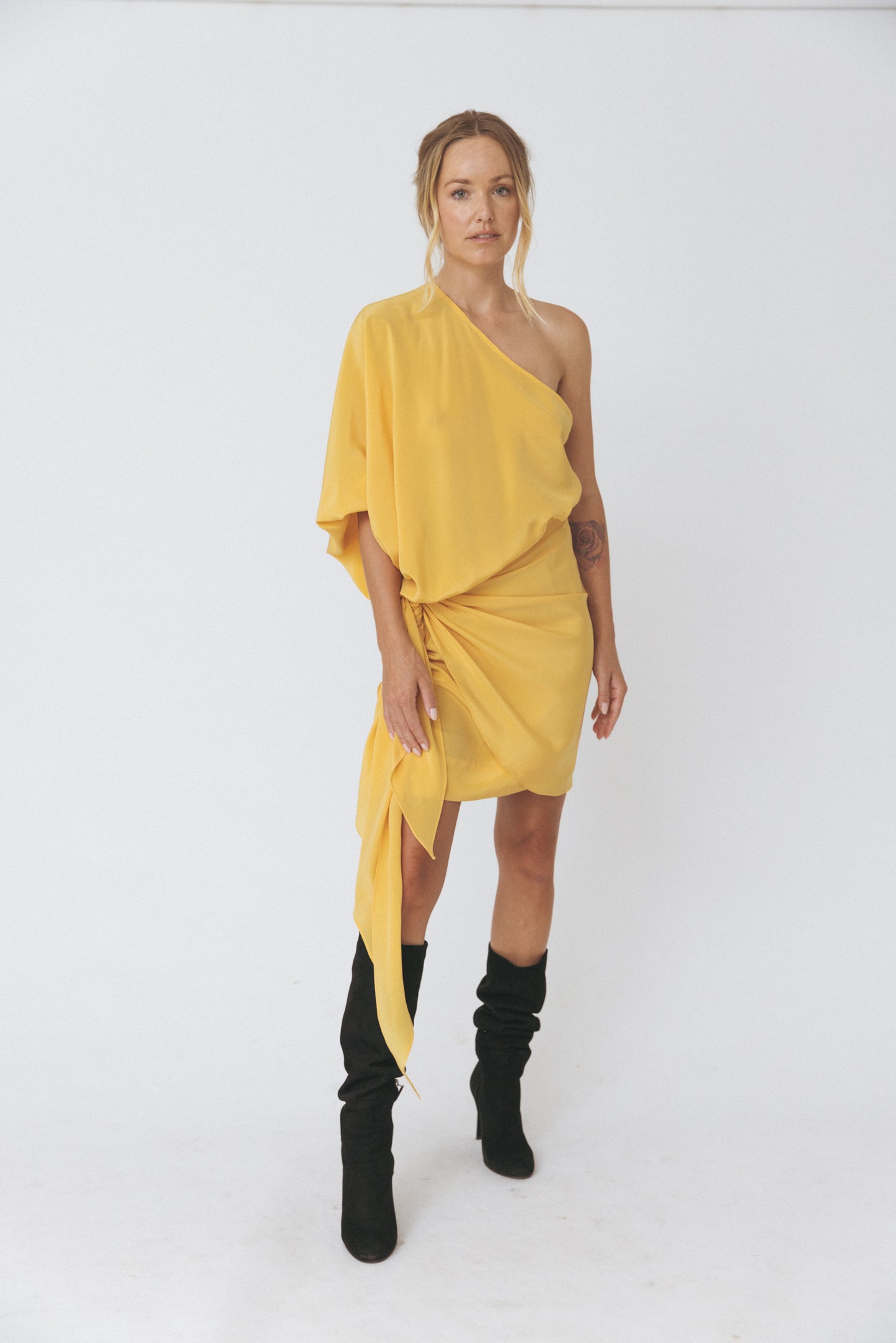 One Shoulder Yellow Dress