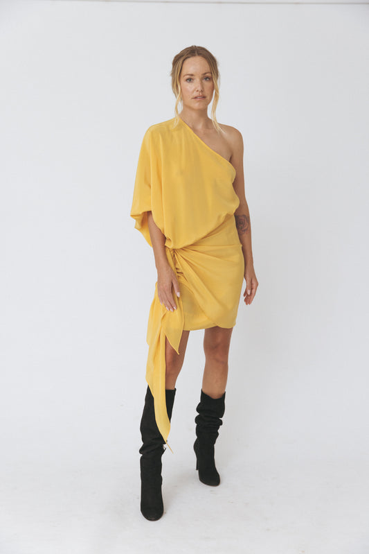 One Shoulder Yellow Dress