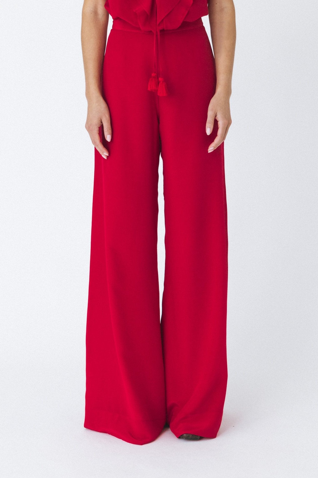 Crepe de Chine Red Pants