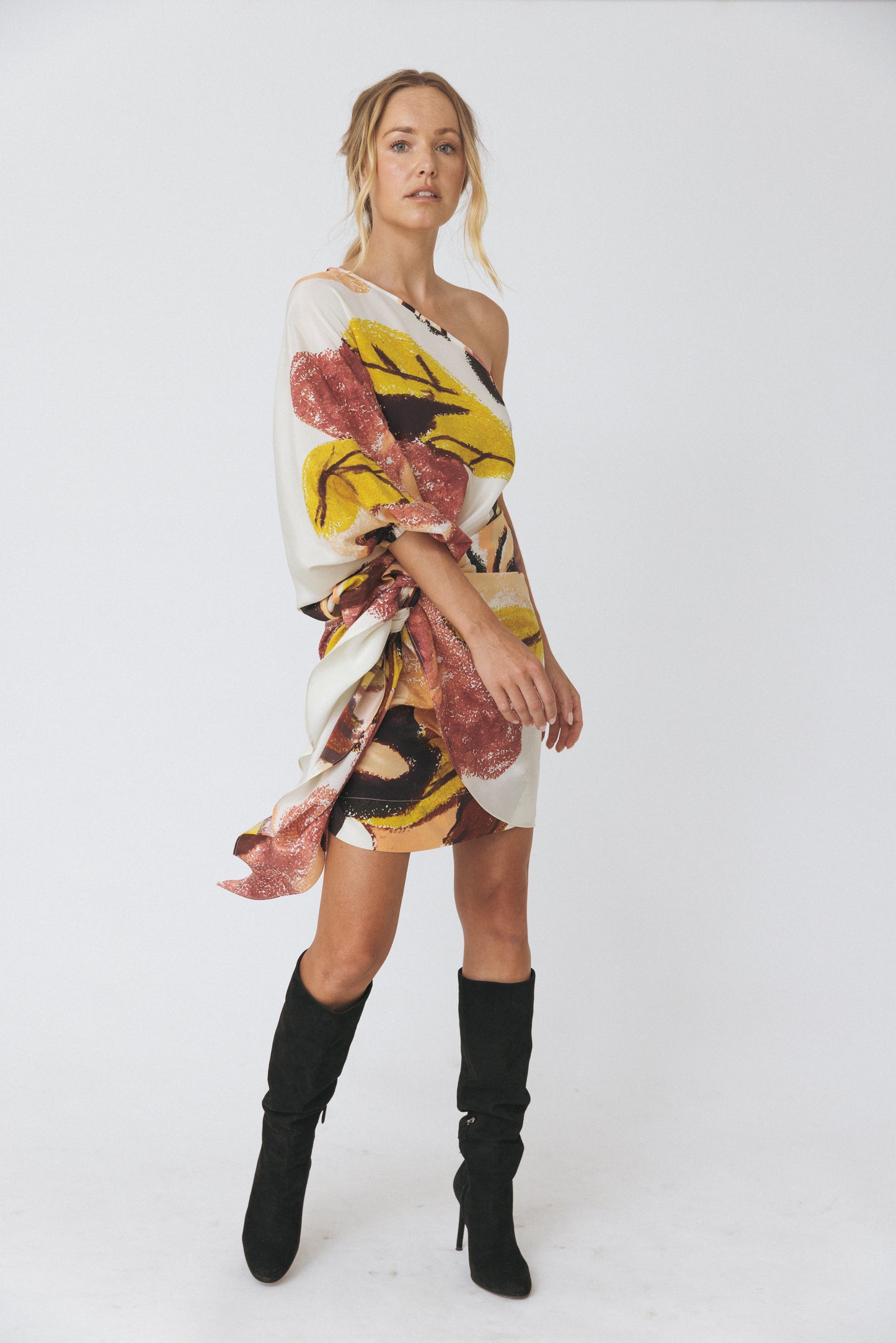 One Shoulder Print Dress
