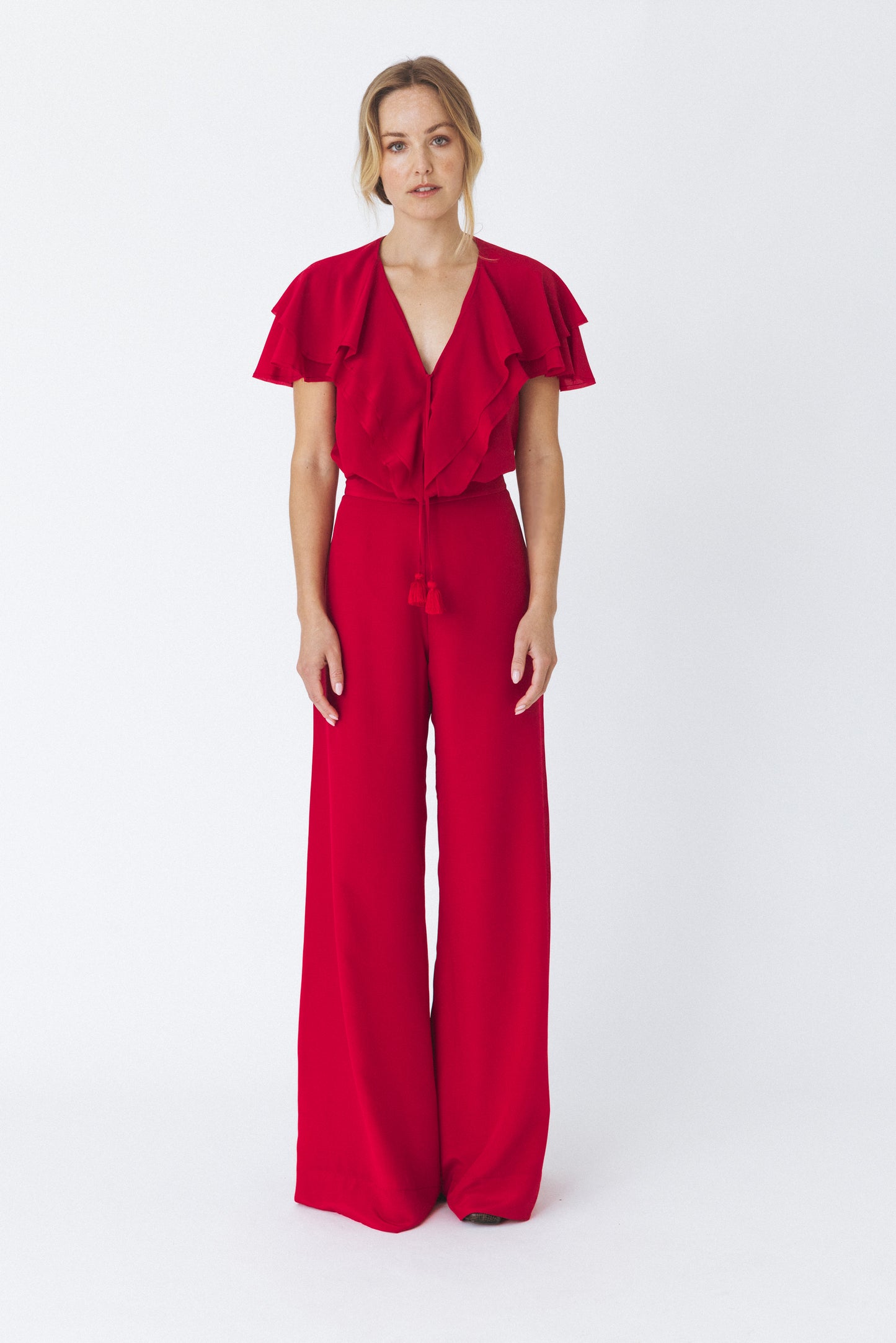 Crepe de Chine Red Pants