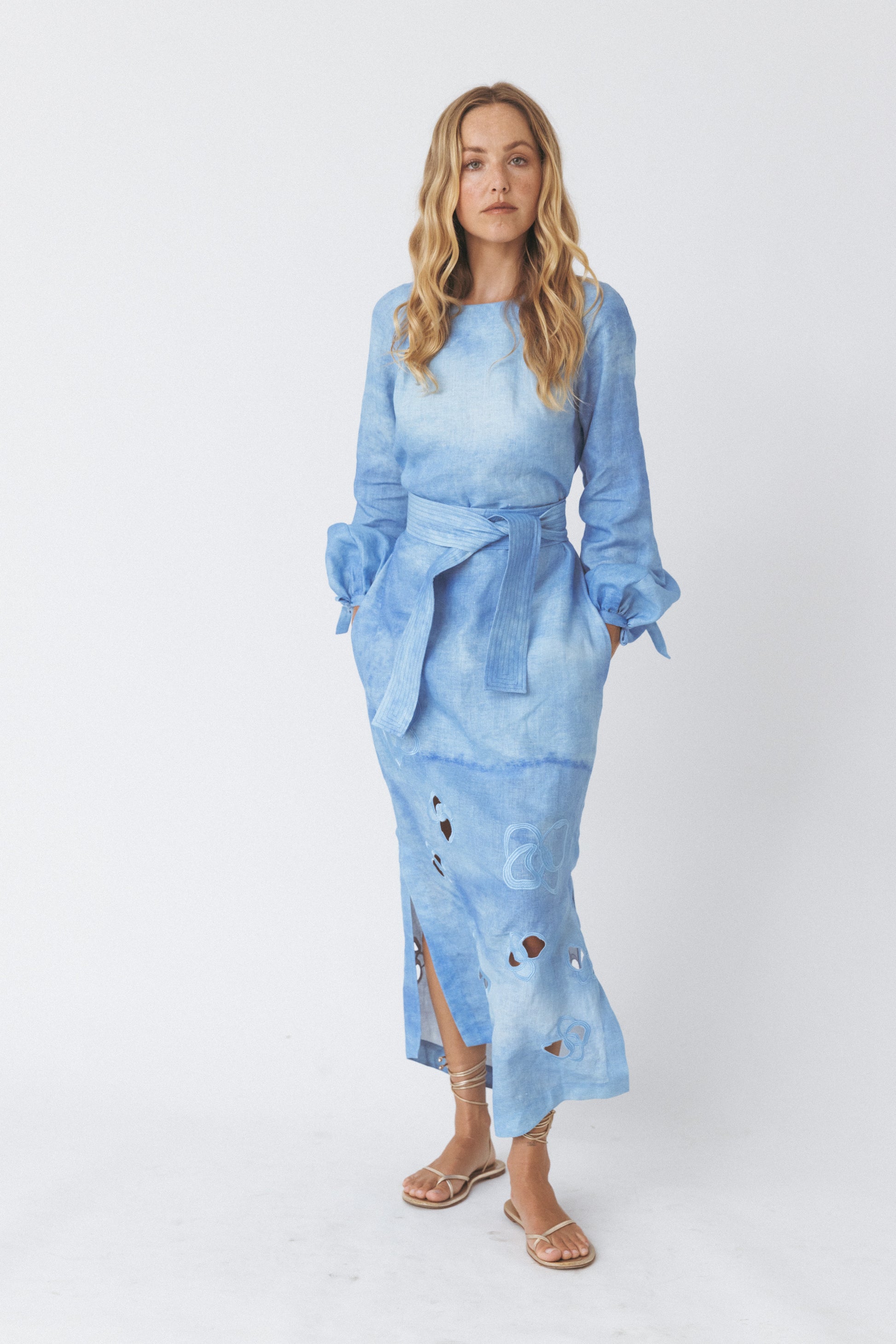 Tie-dye Linen Midi Dress ANT - Woman Collection Tie-dye Linen Midi Dress ANT - Woman Collection