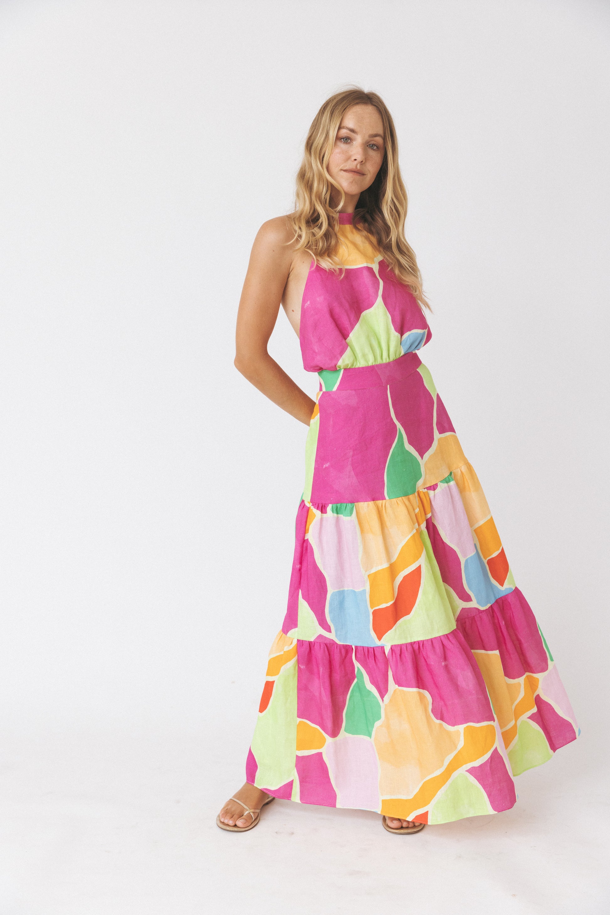Halterneck Linen Midi Dress ANT - Woman Collection Halterneck Linen Midi Dress ANT - Woman Collection