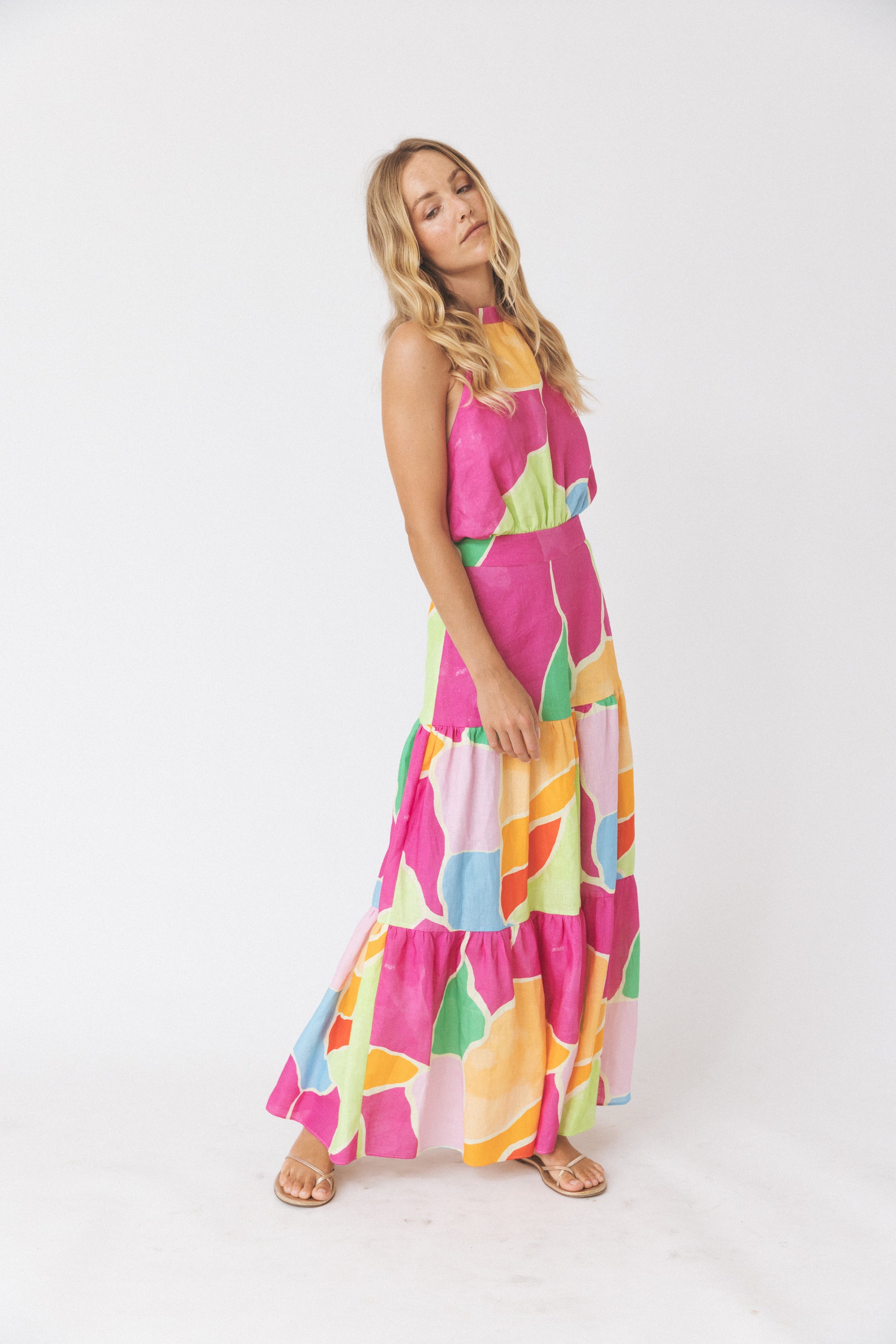 Halterneck Linen Midi Dress ANT - Woman Collection Halterneck Linen Midi Dress ANT - Woman Collection