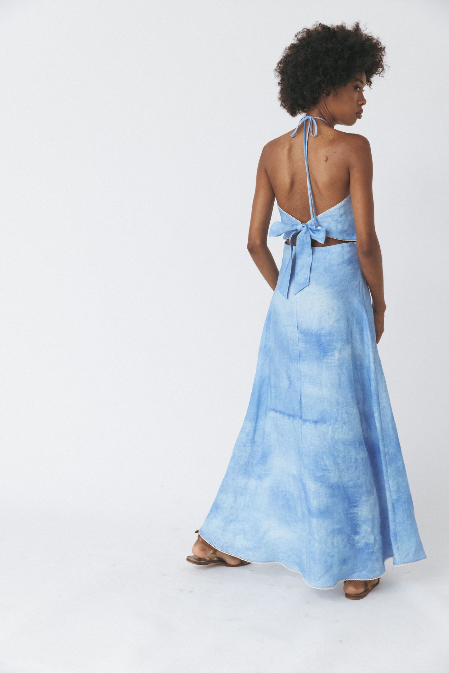 Tie-Dye Linen Halter Dress - Tie-Dye / 34 Tie-Dye Linen Halter Dress - Tie-Dye / 34
