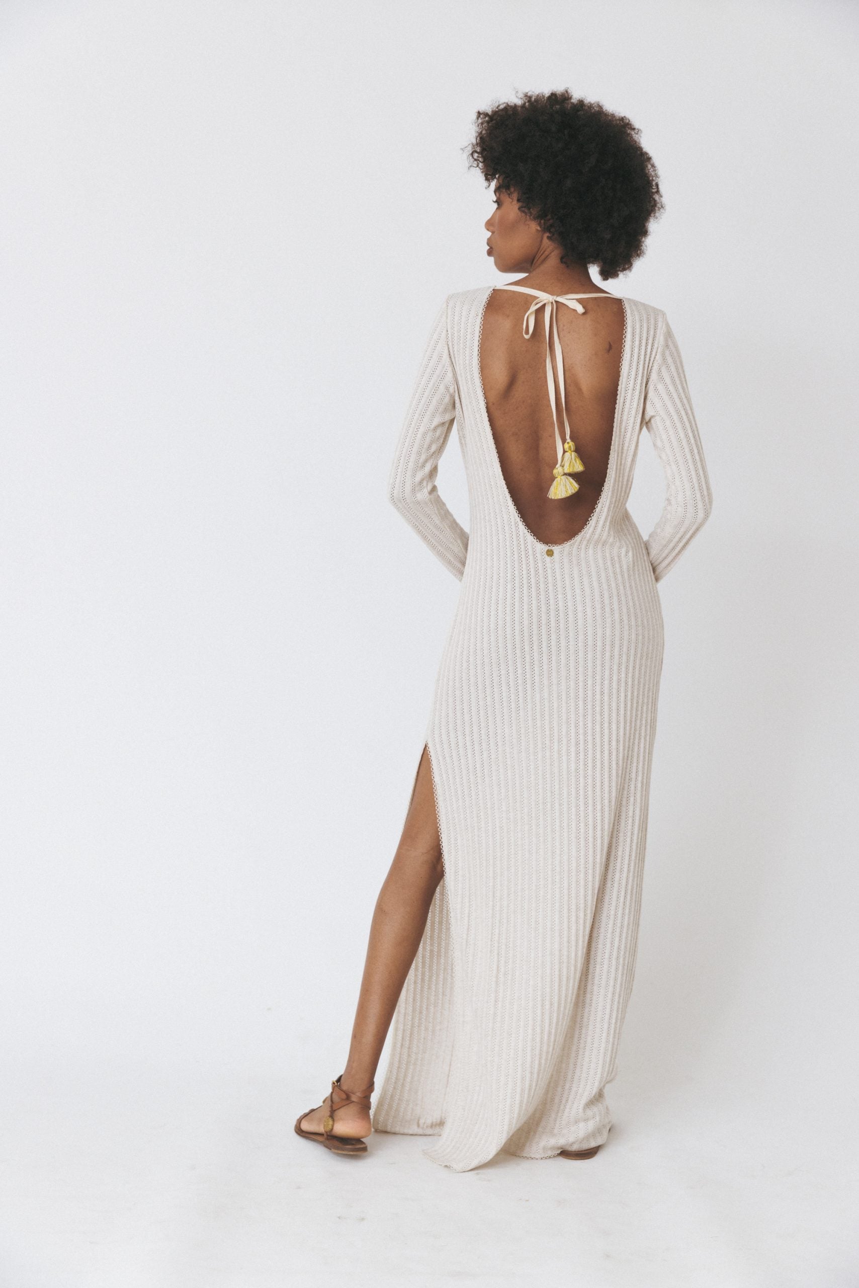 Open-Back Knit Dress - XS / White Open-Back Knit Dress - XS / White