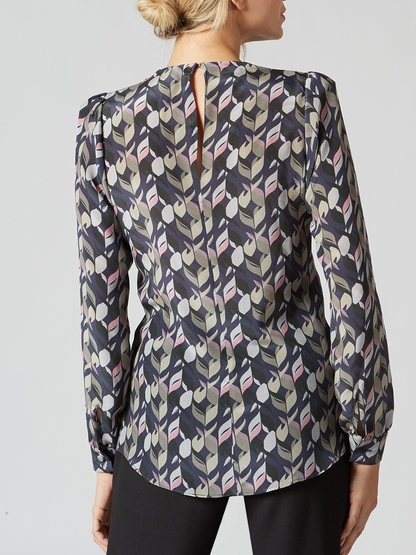 Twist-Front Silk Blouse