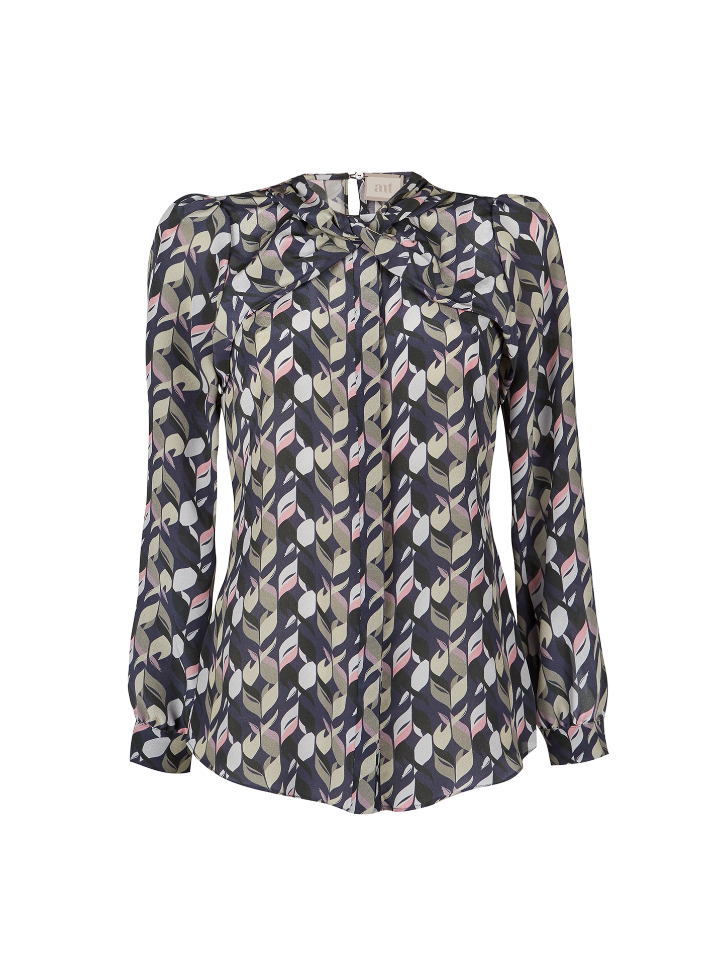 Twist-Front Silk Blouse