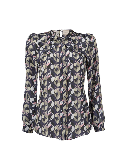 Twist-Front Silk Blouse